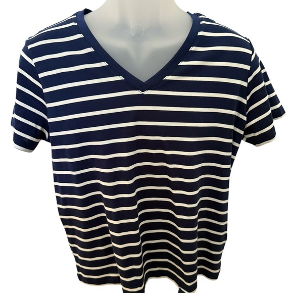 Lands' End Navy and White Striped Tee Women SP Small Petite - Picture 1 of 4
